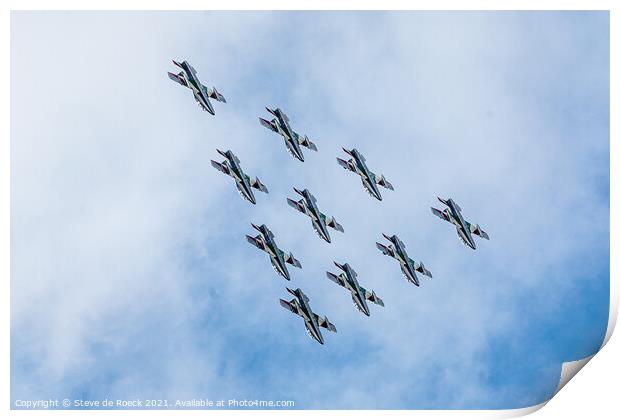 Frecce Tricolore Loop In Formation Print by Steve de Roeck