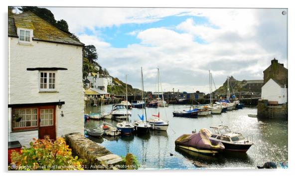 The Inner Harbour, Polperro, Cornwall. Acrylic by Neil Mottershead