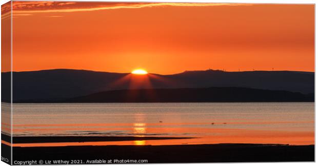 Sunset over Morecambe Bay Canvas Print by Liz Withey