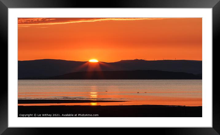 Sunset over Morecambe Bay Framed Mounted Print by Liz Withey