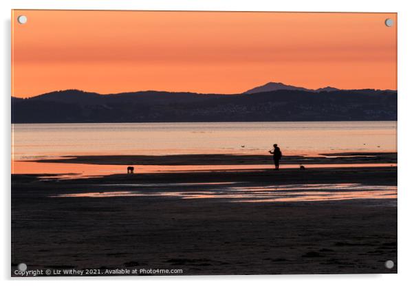 Sunset Morecambe Bay Acrylic by Liz Withey