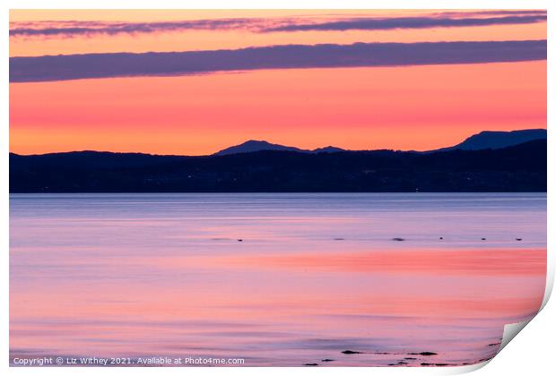 Sunset detail Morecambe Bay Print by Liz Withey