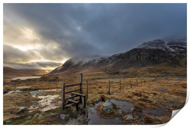 Tryfan, the Glyders and the Ogewn Valley - Snowdonia  Print by Martin Noakes