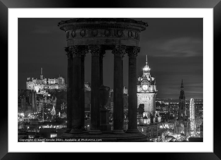 Edinburgh Night view Framed Mounted Print by Kevin Ainslie