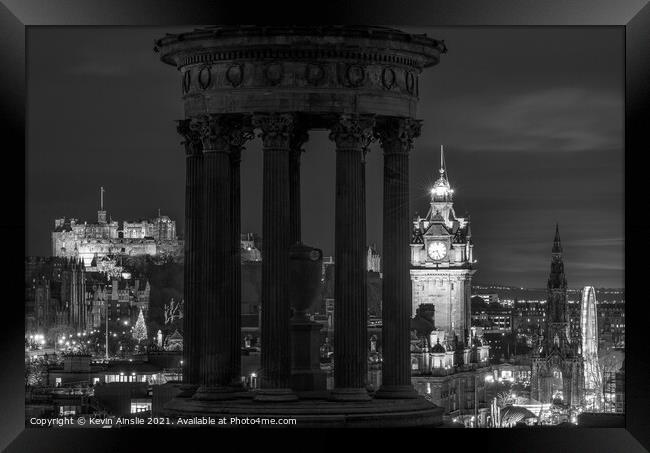 Edinburgh Night view Framed Print by Kevin Ainslie