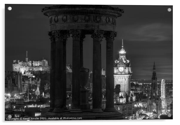 Edinburgh Night view Acrylic by Kevin Ainslie