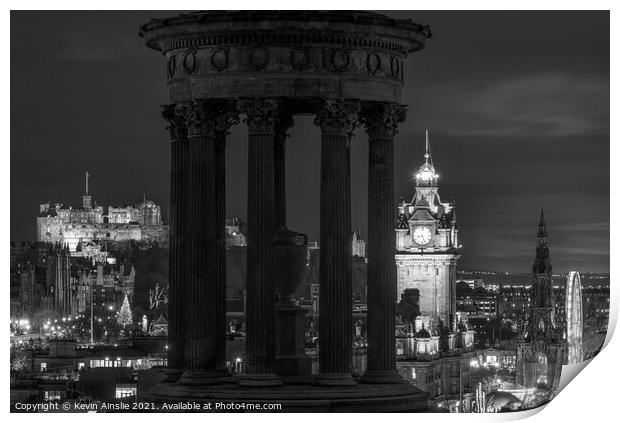 Edinburgh Night view Print by Kevin Ainslie