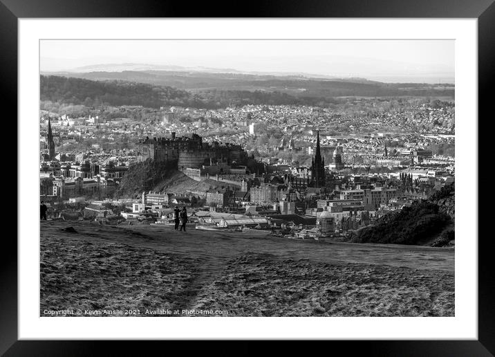 Edinburgh below Arthurs Seat Framed Mounted Print by Kevin Ainslie