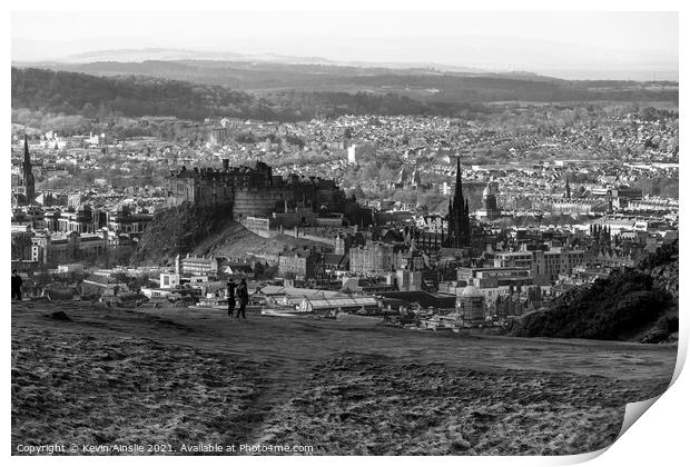 Edinburgh below Arthurs Seat Print by Kevin Ainslie
