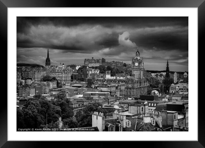 Fiery Sky above Edinburgh  Framed Mounted Print by Kevin Ainslie
