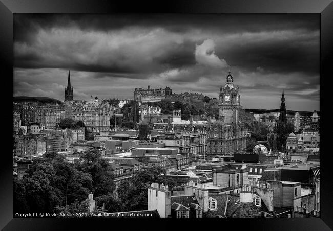 Fiery Sky above Edinburgh  Framed Print by Kevin Ainslie