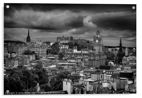 Fiery Sky above Edinburgh  Acrylic by Kevin Ainslie