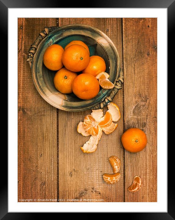 Clementines On Wooden Board Framed Mounted Print by Amanda Elwell