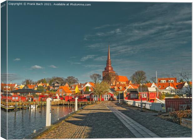 Nysted harbor marina on Lolland in rural Denmark Canvas Print by Frank Bach