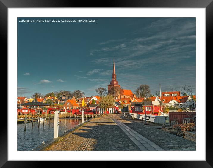 Nysted harbor marina on Lolland in rural Denmark Framed Mounted Print by Frank Bach
