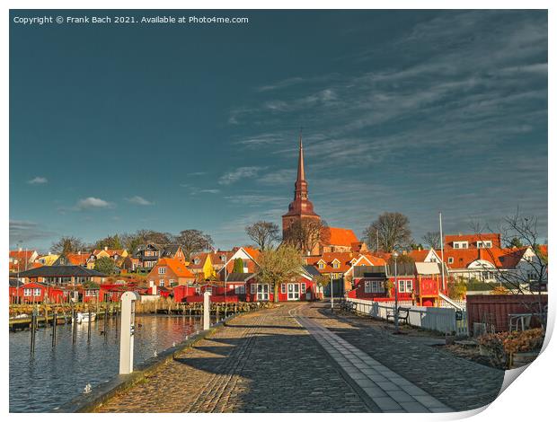 Nysted harbor marina on Lolland in rural Denmark Print by Frank Bach