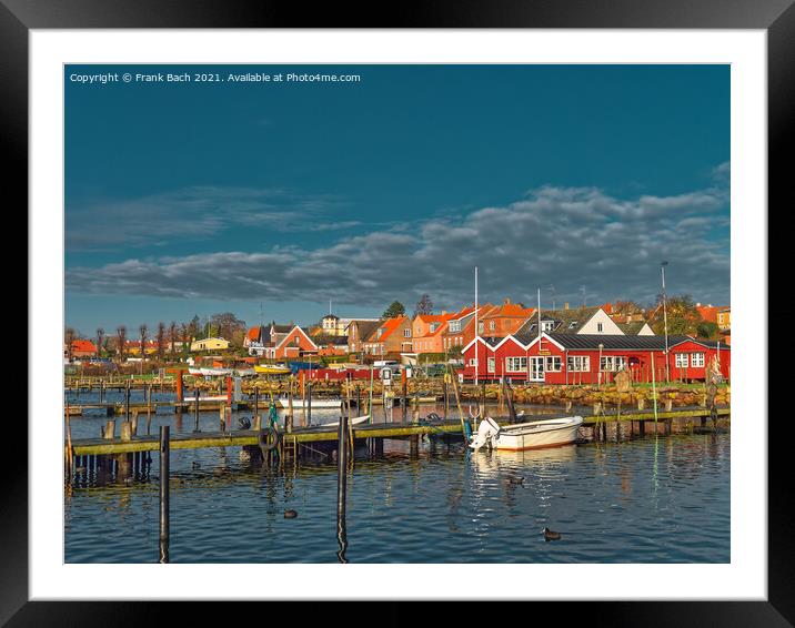 Nysted harbor marina on Lolland in rural Denmark Framed Mounted Print by Frank Bach