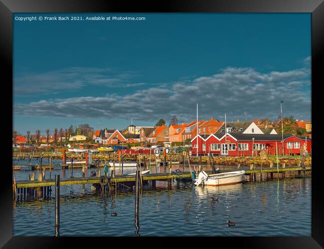 Nysted harbor marina on Lolland in rural Denmark Framed Print by Frank Bach