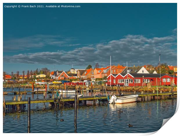 Nysted harbor marina on Lolland in rural Denmark Print by Frank Bach