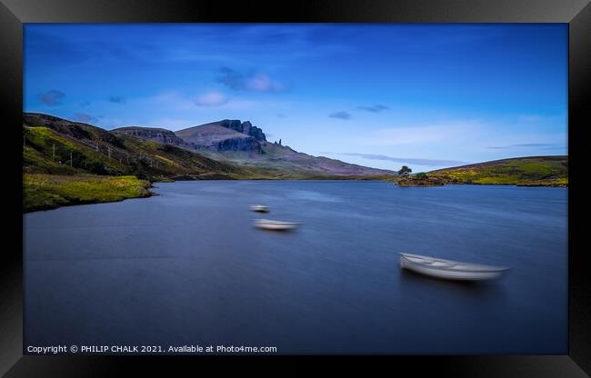 Loch Fada on the Isle of Skye Scotland with blurred boats 173 Framed Print by PHILIP CHALK