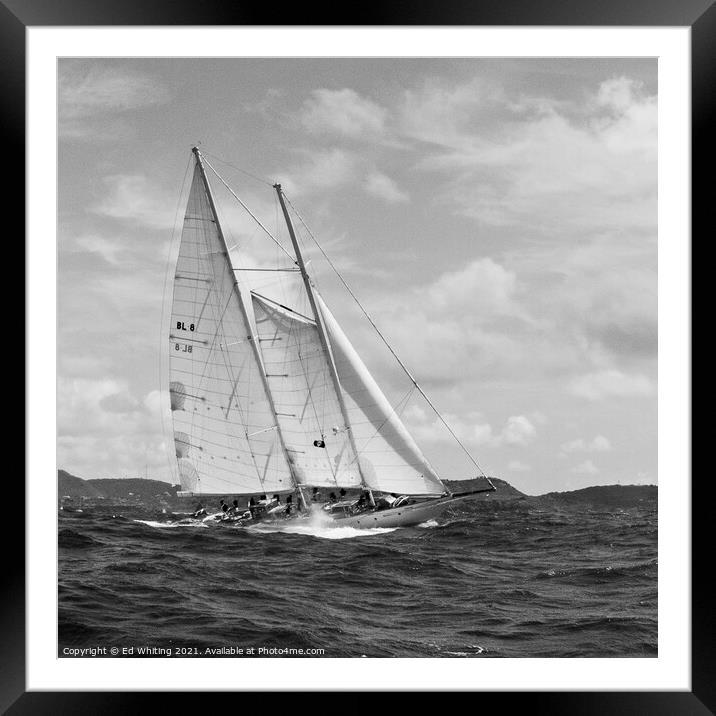 Atrevida in Black & White beautiful classic sailin Framed Mounted Print by Ed Whiting
