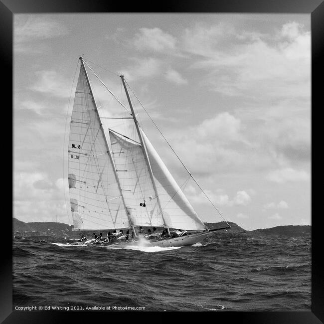 Atrevida in Black & White beautiful classic sailin Framed Print by Ed Whiting