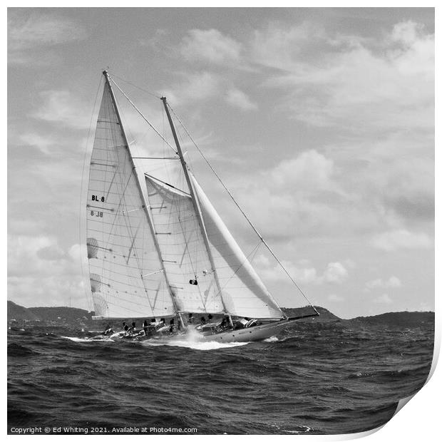 Atrevida in Black & White beautiful classic sailin Print by Ed Whiting