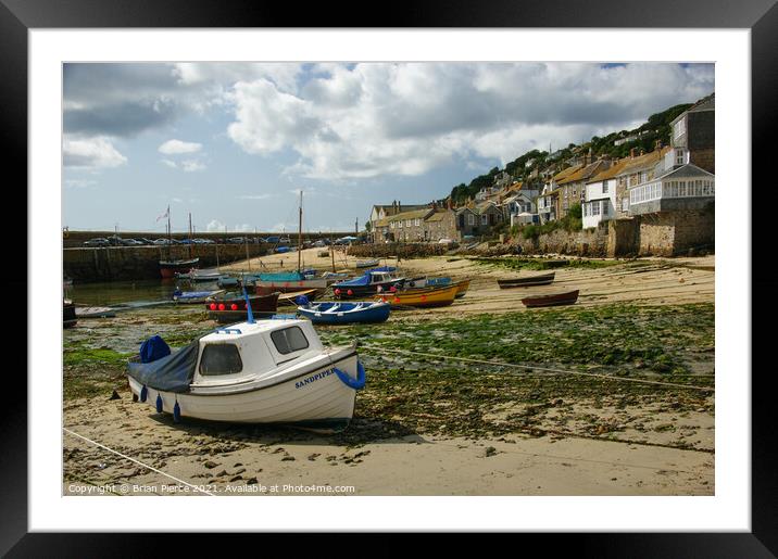 Mousehole Harbour Framed Mounted Print by Brian Pierce