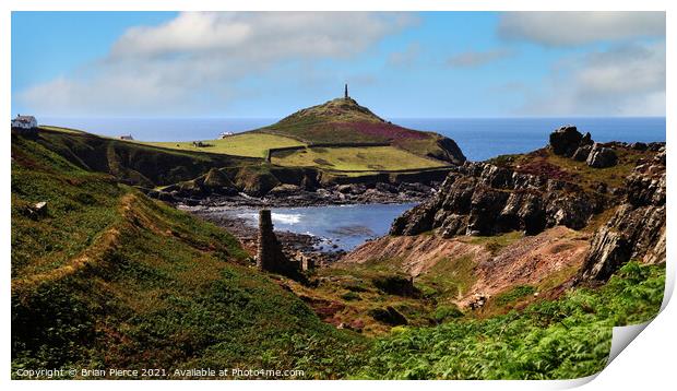 Cape Cornwall and the Kenidjack Valley Print by Brian Pierce