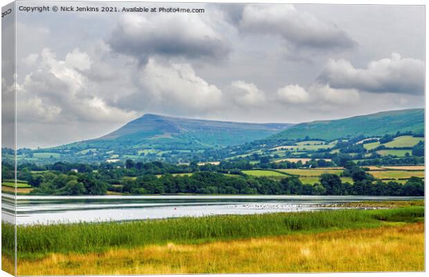 Llangorse Lake and Mynydd Troed Brecon Beacons Canvas Print by Nick Jenkins