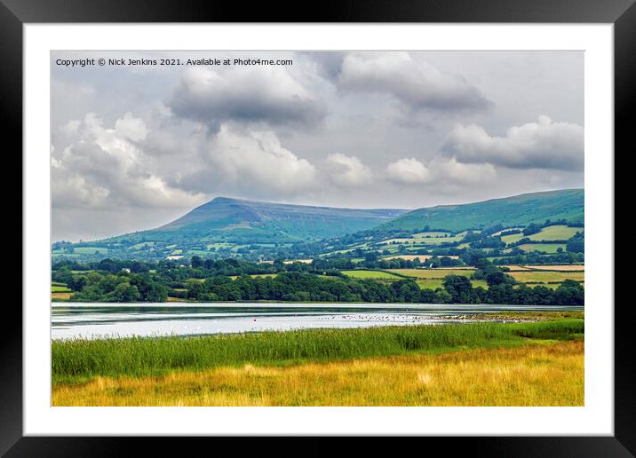 Llangorse Lake and Mynydd Troed Brecon Beacons Framed Mounted Print by Nick Jenkins