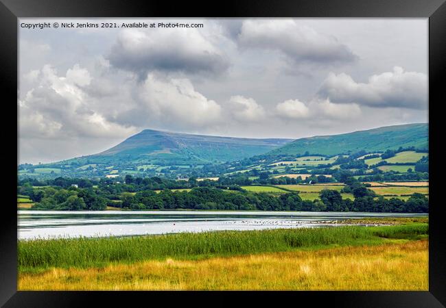 Llangorse Lake and Mynydd Troed Brecon Beacons Framed Print by Nick Jenkins
