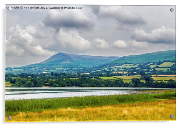 Llangorse Lake and Mynydd Troed Brecon Beacons Acrylic by Nick Jenkins