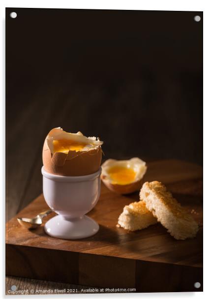 Soft Boiled Egg Acrylic by Amanda Elwell