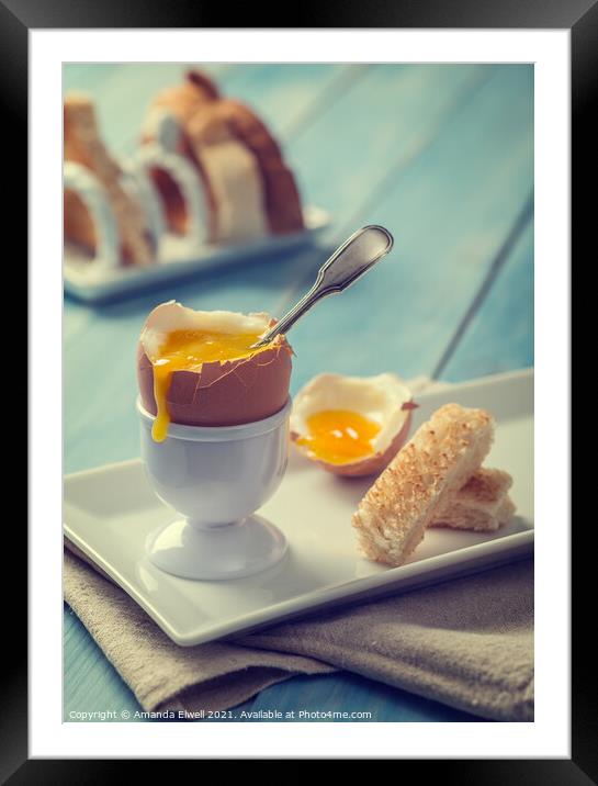 Boiled Egg With Spoon Framed Mounted Print by Amanda Elwell
