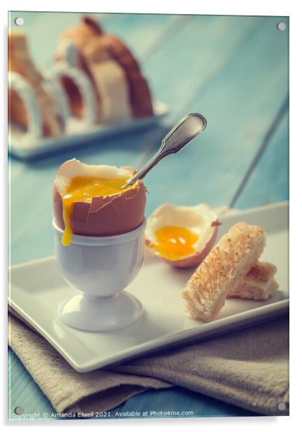 Boiled Egg With Spoon Acrylic by Amanda Elwell