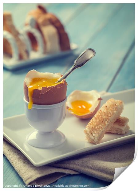 Boiled Egg With Spoon Print by Amanda Elwell