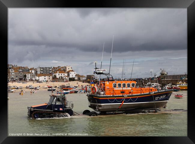 St Ives Lifeboat, Cornwall Framed Print by Brian Pierce