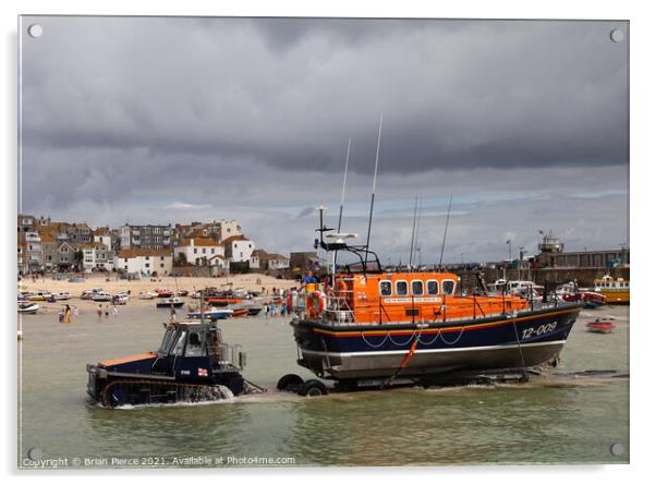 St Ives Lifeboat, Cornwall Acrylic by Brian Pierce