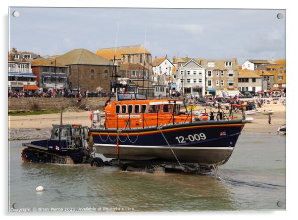 St Ives Lifeboat, Cornwall Acrylic by Brian Pierce
