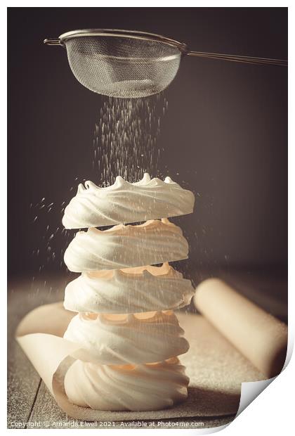 Meringue Nests With Sugar Print by Amanda Elwell