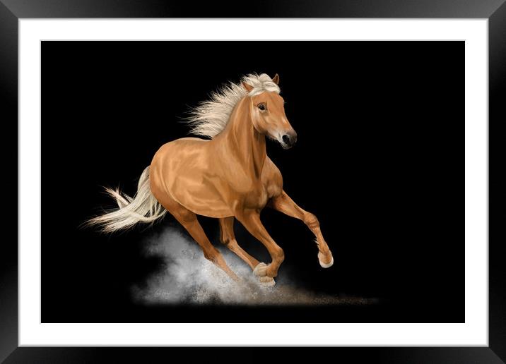 Palomino Horse Original Artwork Framed Mounted Print by Carol Herbert