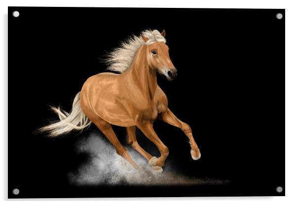 Palomino Horse Original Artwork Acrylic by Carol Herbert