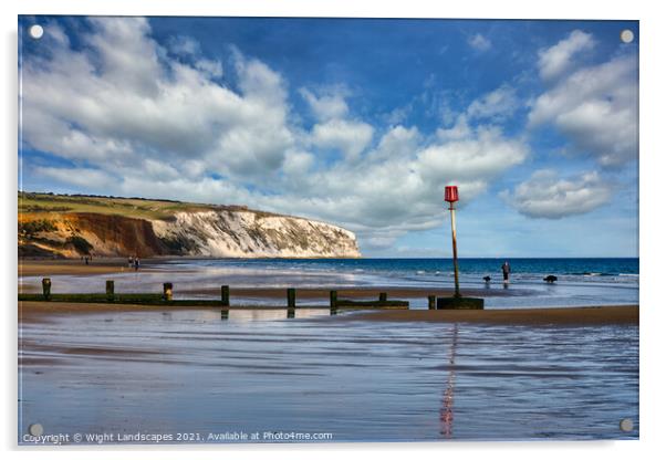 Sandown Beach Isle Of Wight Acrylic by Wight Landscapes