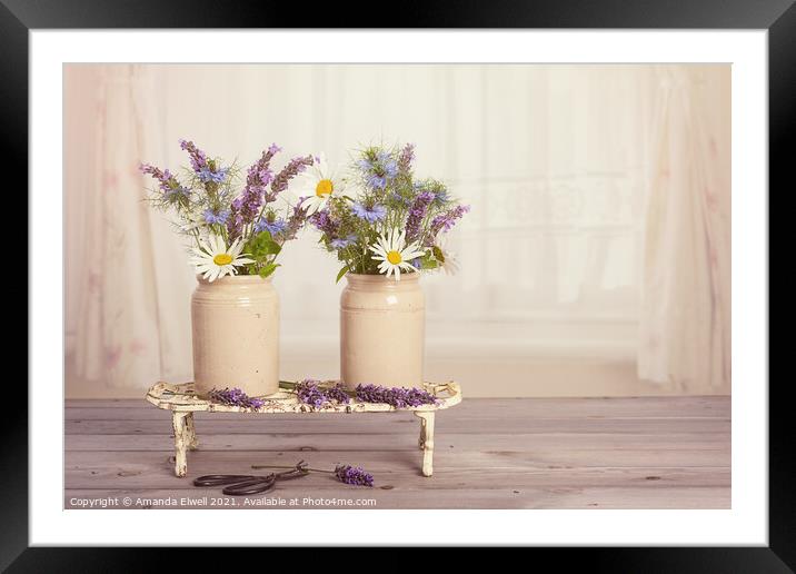 Flowers In The Window Framed Mounted Print by Amanda Elwell