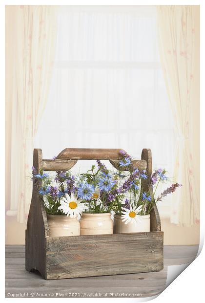 Flowers In Wooden Crate Print by Amanda Elwell
