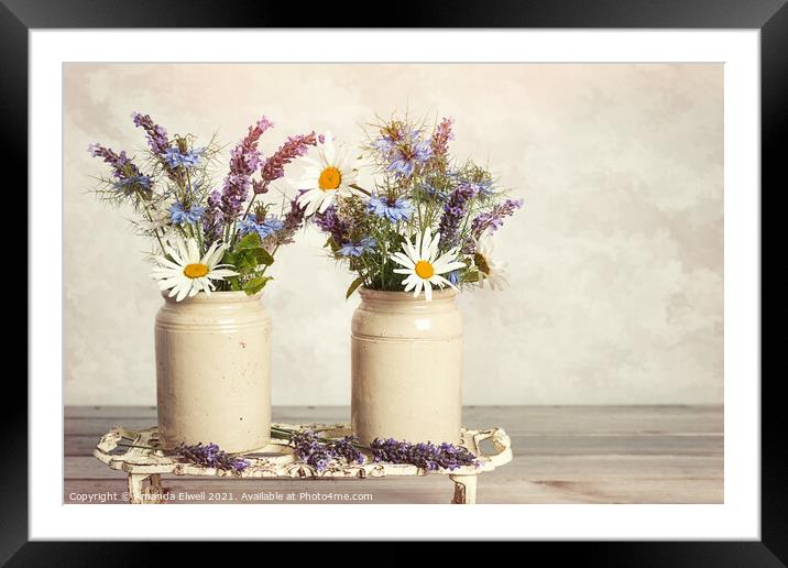 Lavender & Daisies Framed Mounted Print by Amanda Elwell
