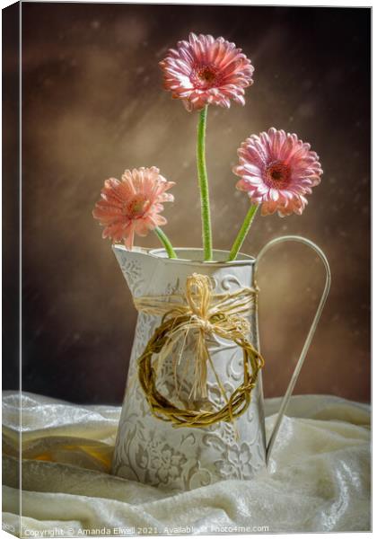 Vase Of Gerbera's Canvas Print by Amanda Elwell