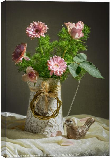 Pink Bouquet Canvas Print by Amanda Elwell