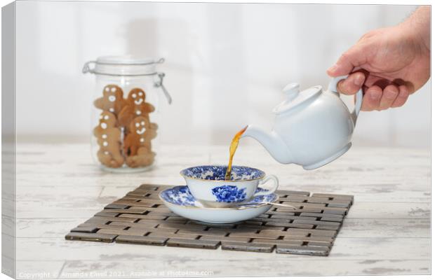 Pouring A Cup Of Tea Canvas Print by Amanda Elwell
